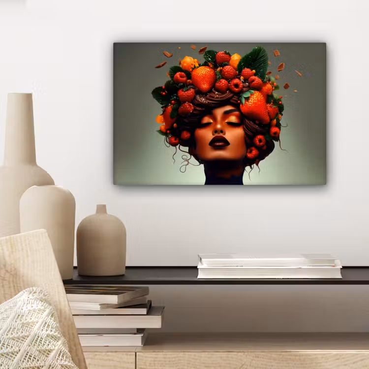 Canvas schilderij - Vrouw - Chocolade - Frambozen - Aardbeien - Koekjes — 5