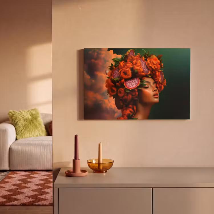 Canvas schilderij - Vrouw - Drankenfruit - Rozen — 2