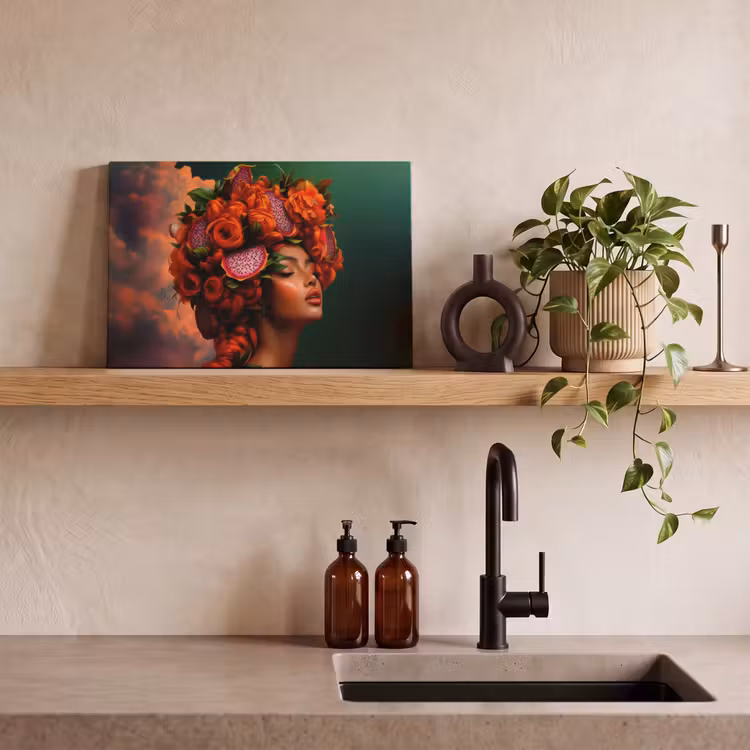 Canvas schilderij - Vrouw - Drankenfruit - Rozen — 3
