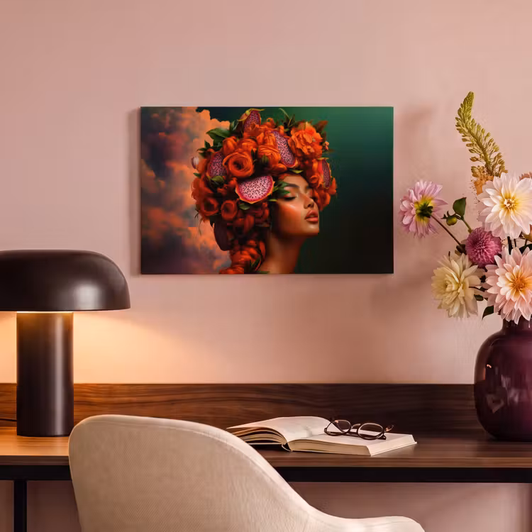 Canvas schilderij - Vrouw - Drankenfruit - Rozen — 4