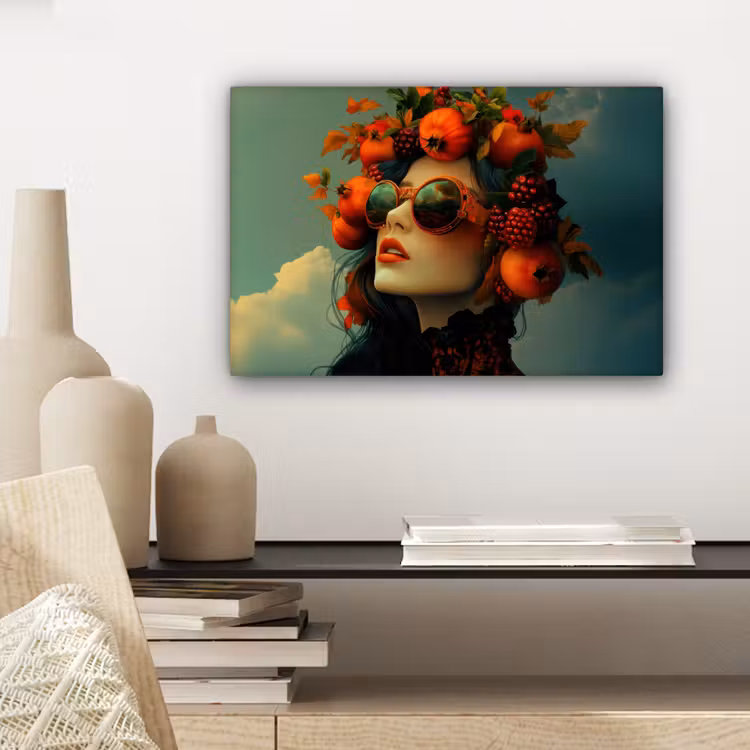 Canvas schilderij - Vrouw - Granaatappel - Herfst - Zonnebril — 5