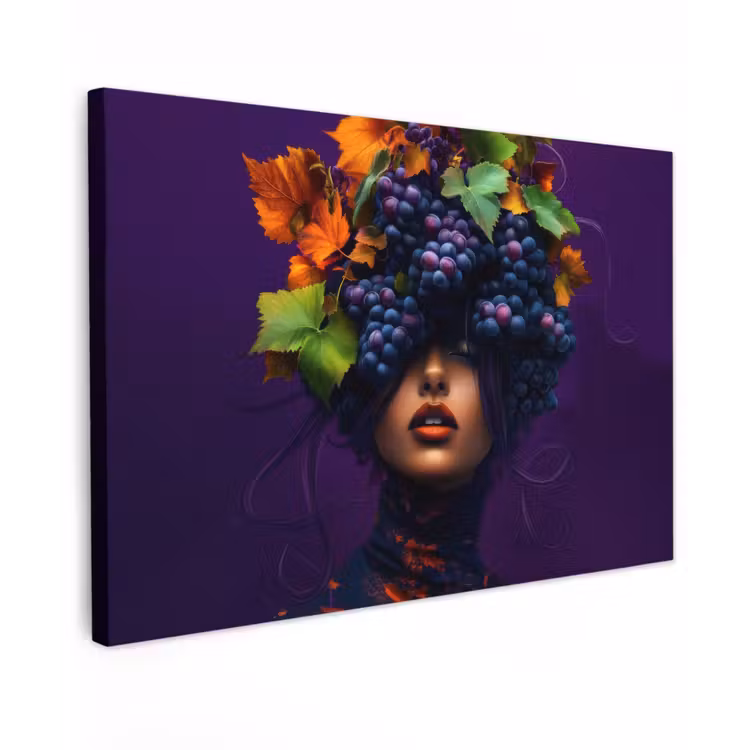 Canvas schilderij - Vrouw - Paars - Druiven — 1