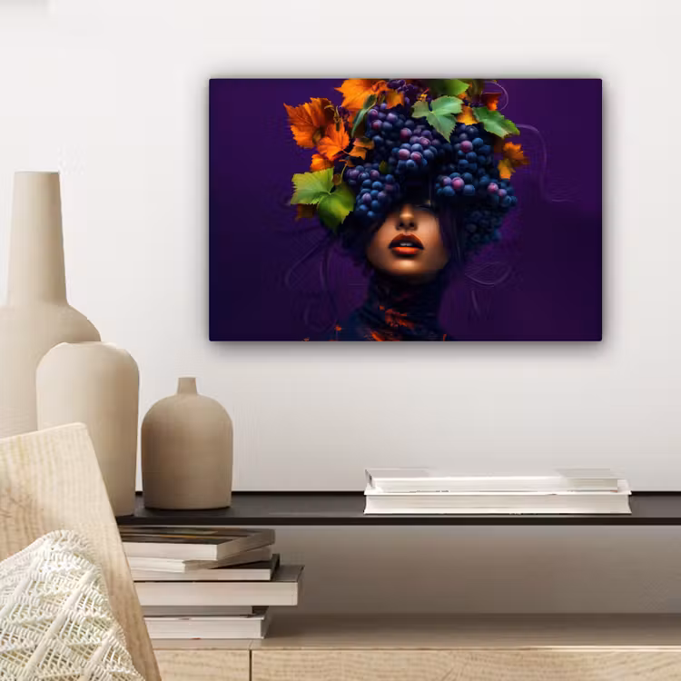 Canvas schilderij - Vrouw - Paars - Druiven — 5