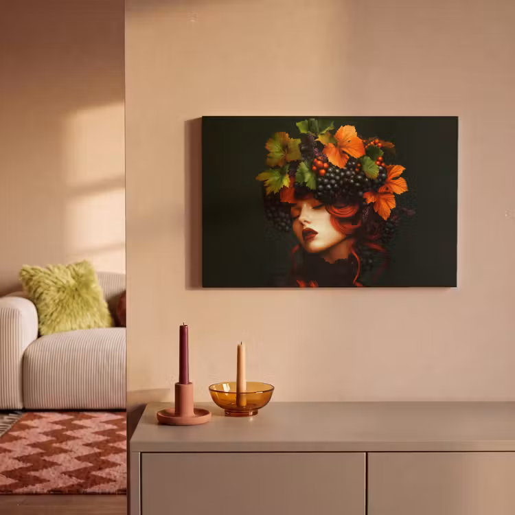 Canvas schilderij - Vrouw - Rood - Groen - Druiven — 2