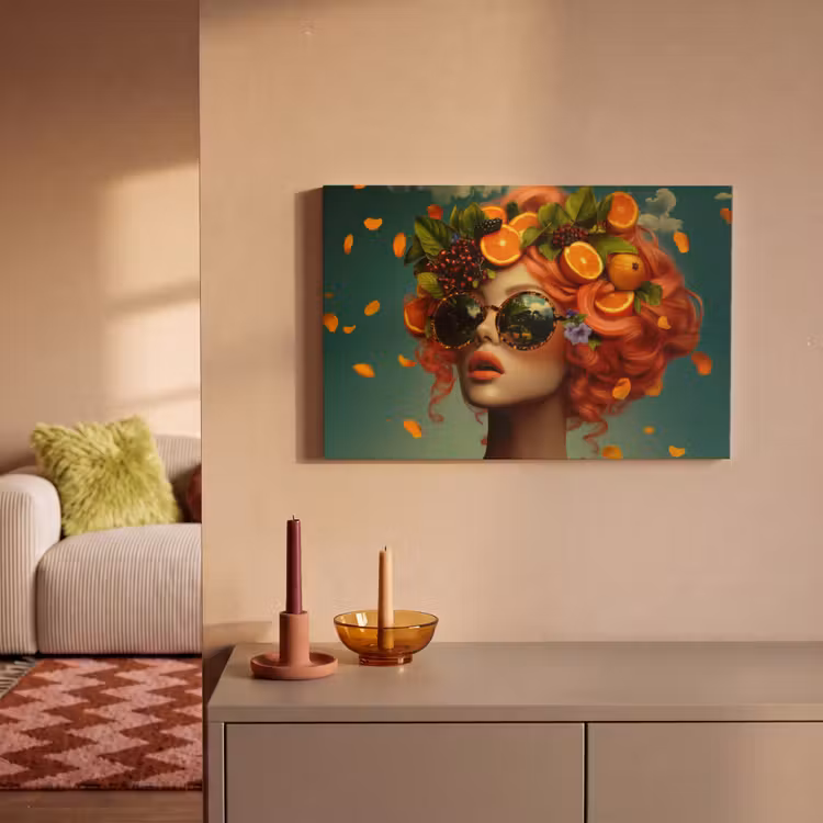 Canvas schilderij - Vrouw - Sinaasappel - Bessen - Oranje — 2