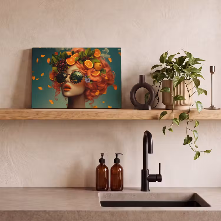 Canvas schilderij - Vrouw - Sinaasappel - Bessen - Oranje — 3