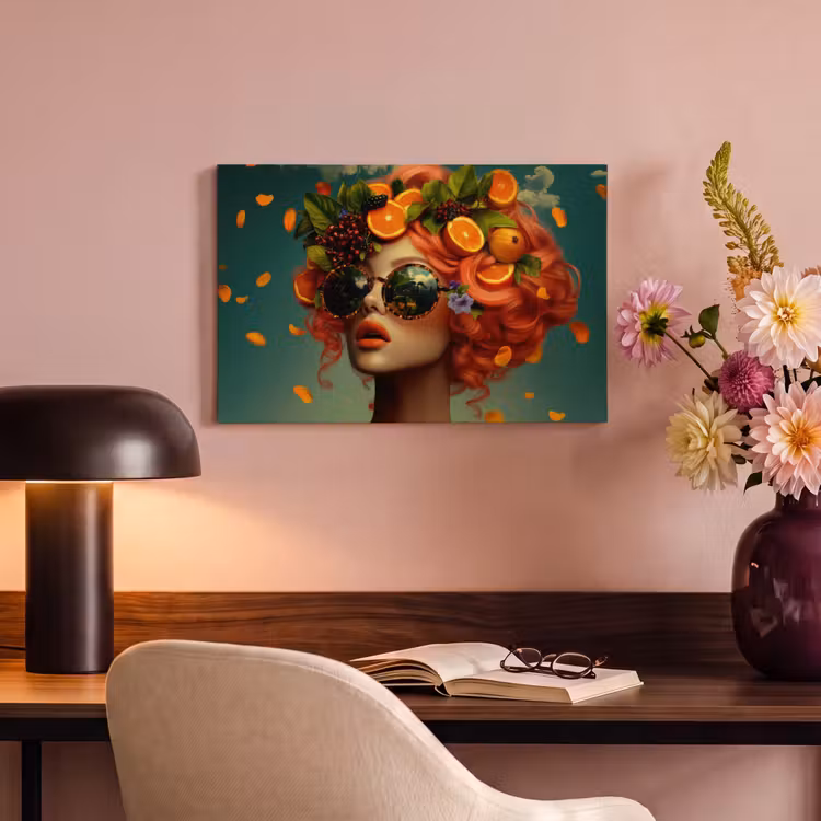 Canvas schilderij - Vrouw - Sinaasappel - Bessen - Oranje — 4