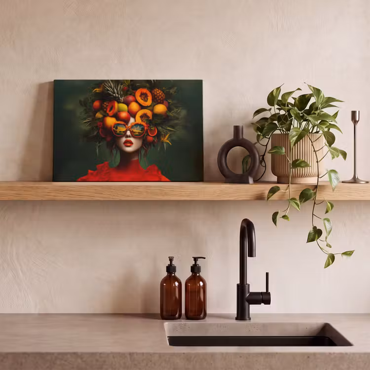 Canvas schilderij - Vrouw - Vruchten - Papaja - Ananas — 3