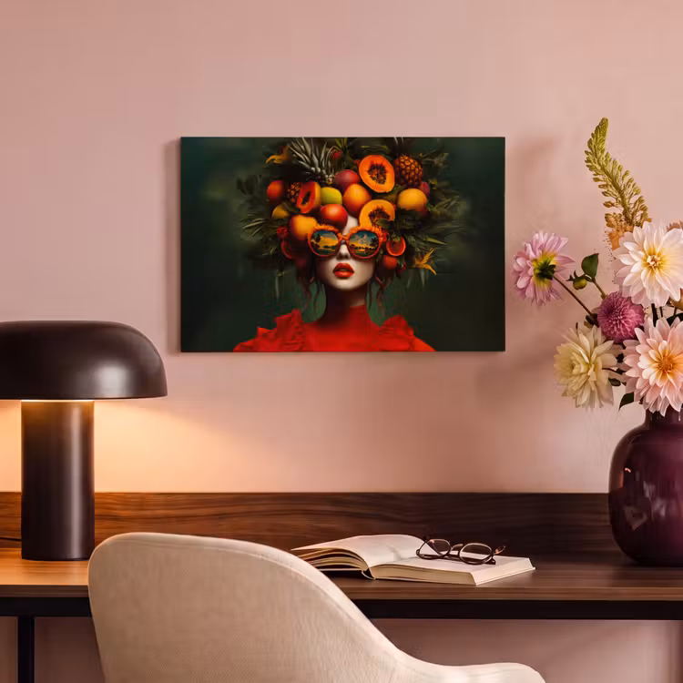 Canvas schilderij - Vrouw - Vruchten - Papaja - Ananas — 4