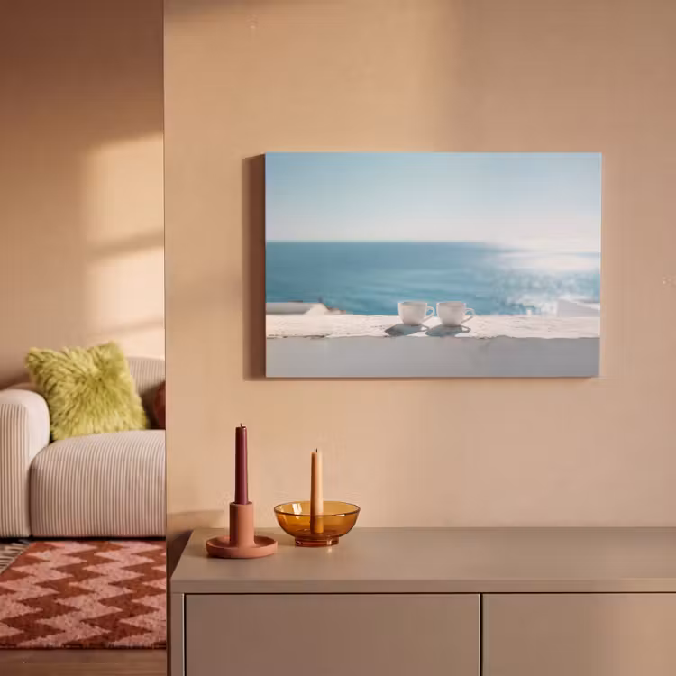 Canvas schilderij - Zee - Koffiekopjes - Zomers — 2