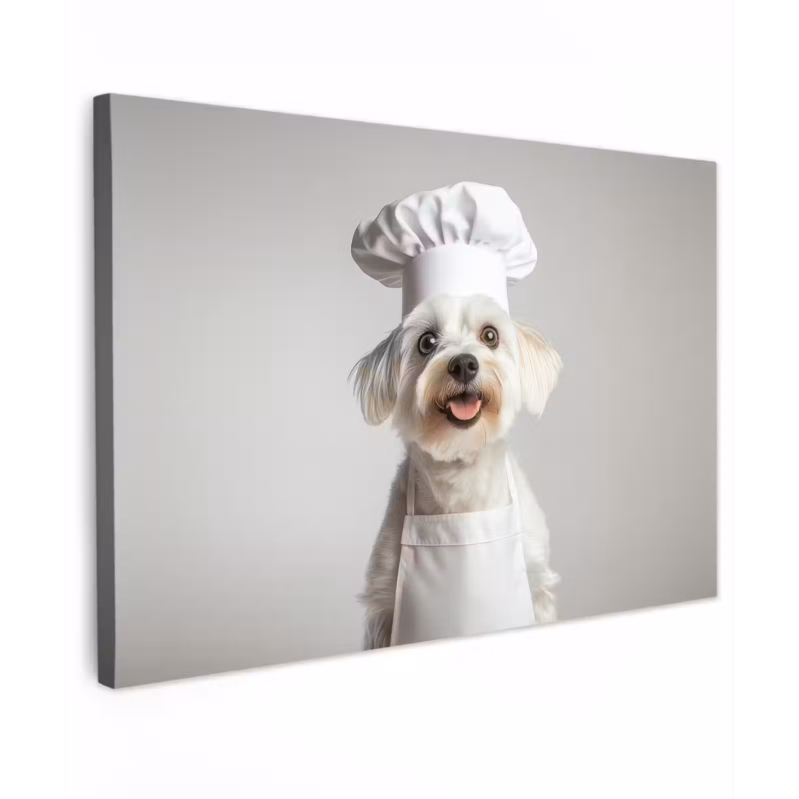 Canvas schilderij - Hond - Wit - Kok — 1