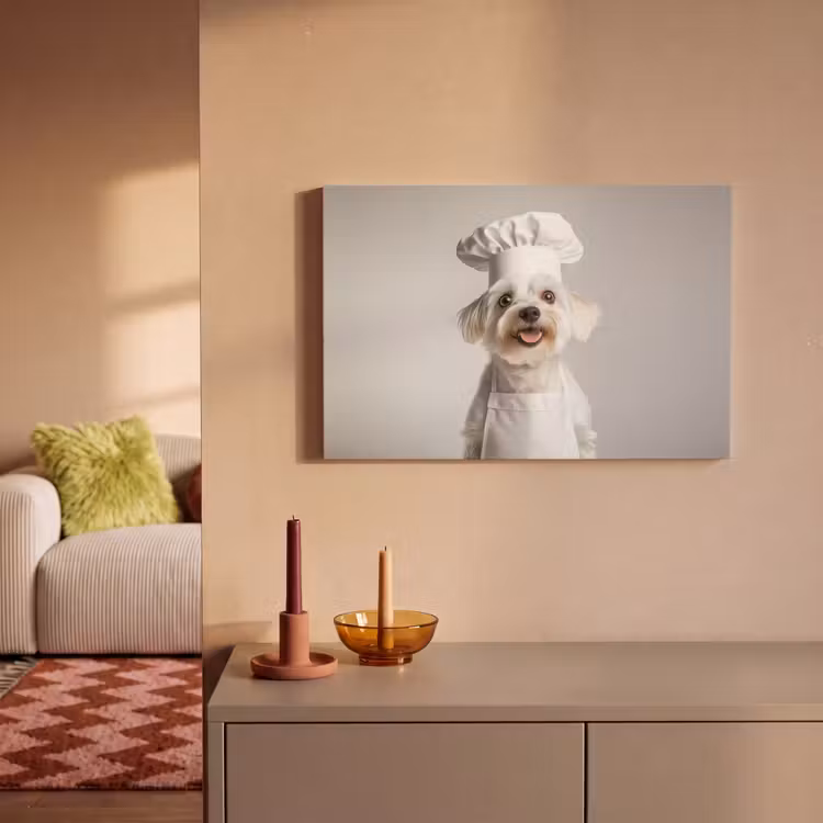 Canvas schilderij - Hond - Wit - Kok — 2