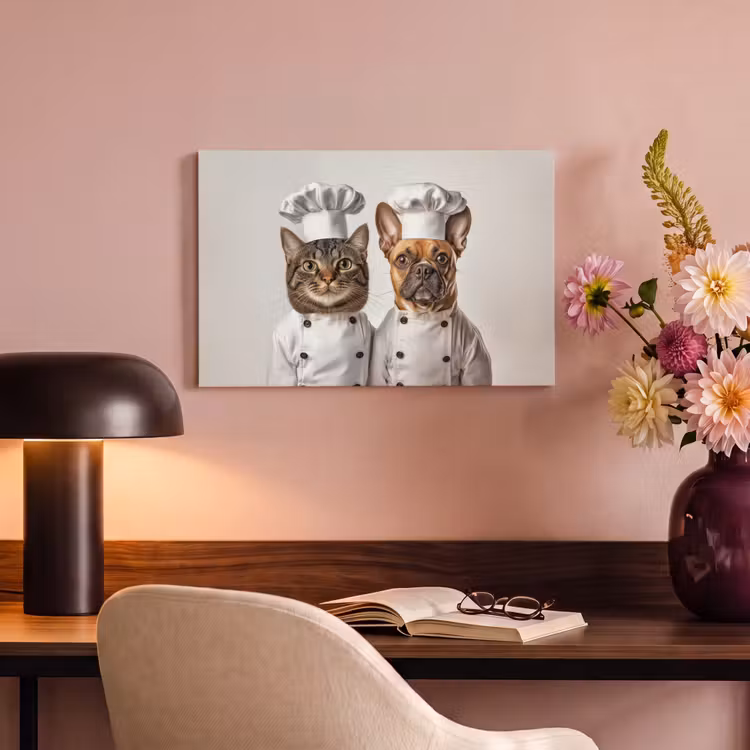 Canvas schilderij - Kat - Hond - Kokskleding — 4