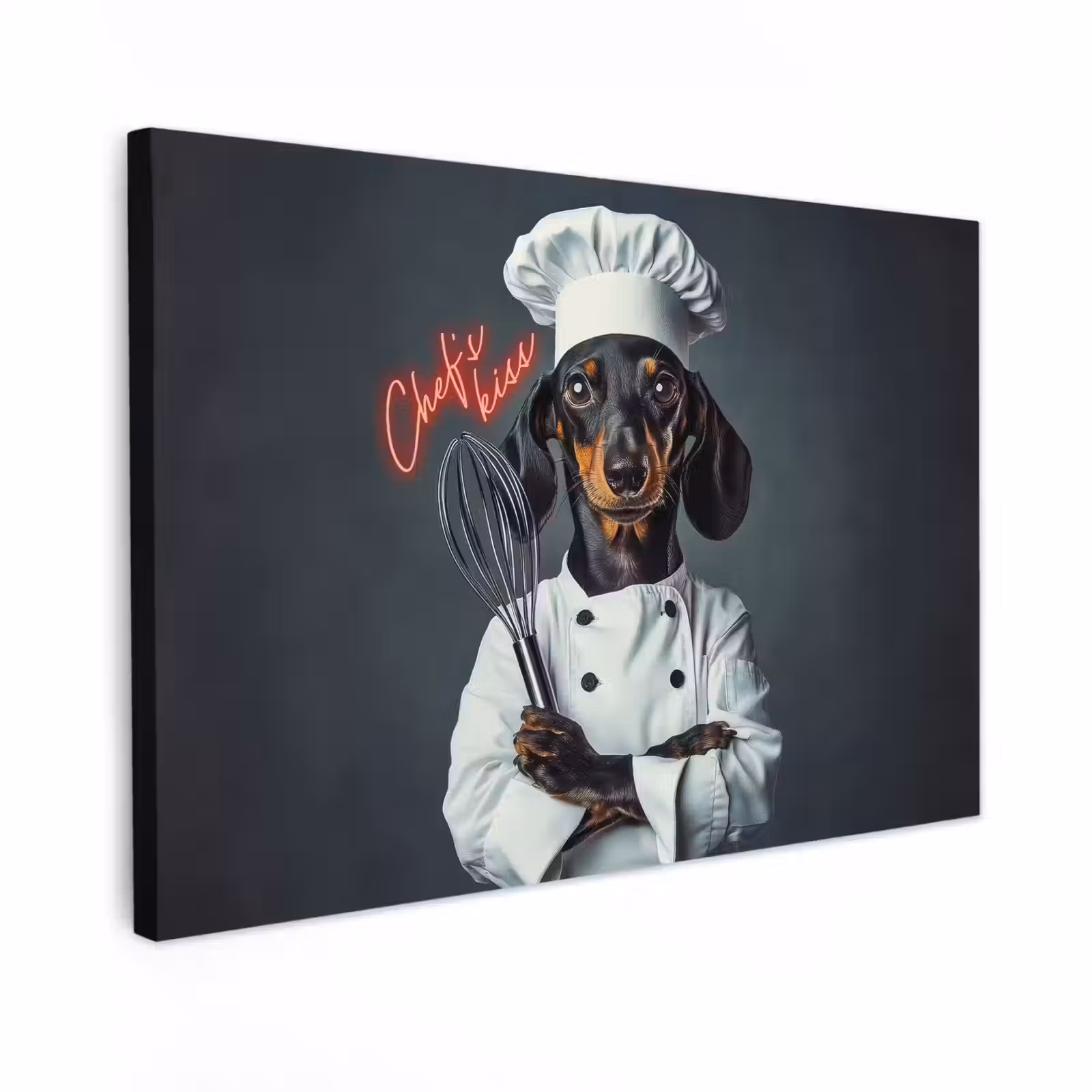 Canvas schilderij - Quote - Neon - Hond - Kokskleding — 1