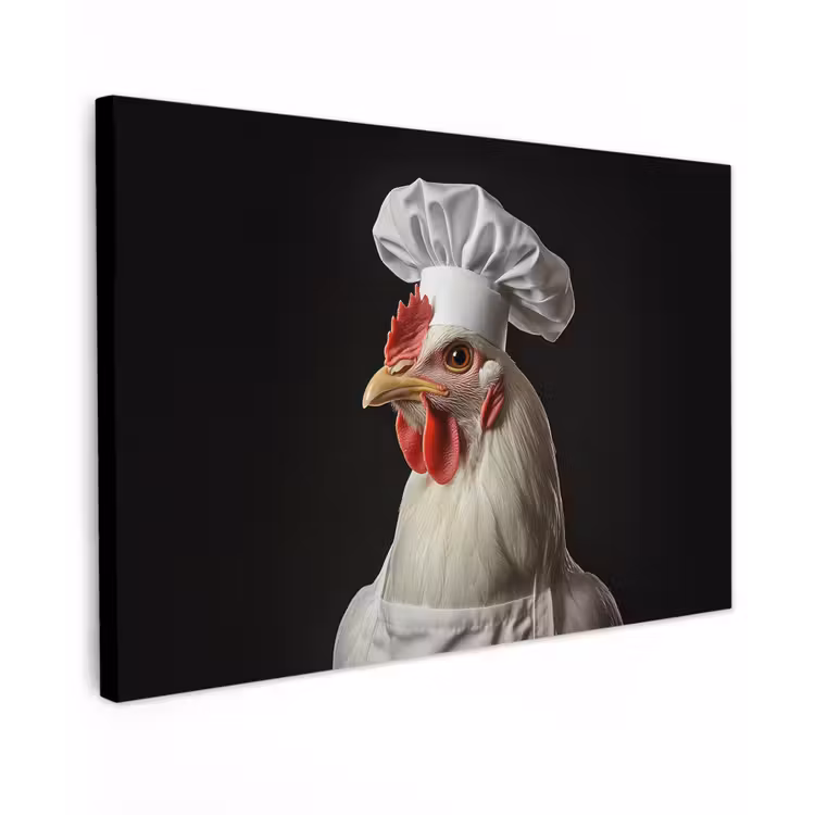 Canvas schilderij - Kok - Rood - Kip — 1