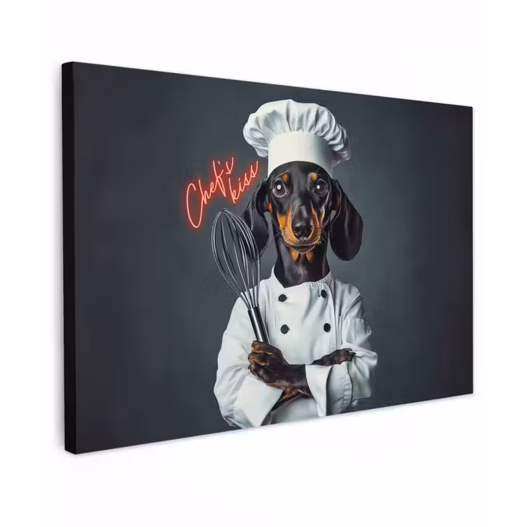Canvas schilderij - Quote - Neon - Hond - Kokskleding — 1