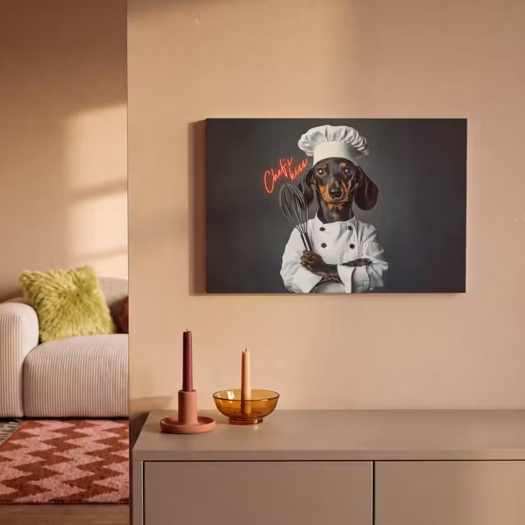 Canvas schilderij - Quote - Neon - Hond - Kokskleding — 2