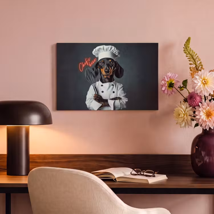 Canvas schilderij - Quote - Neon - Hond - Kokskleding — 4