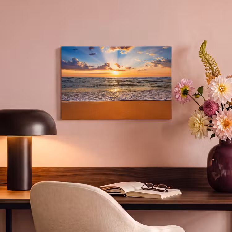 Canvas schilderij - Strand - Zonsondergang - Zee - Wolken - Horizon — 4