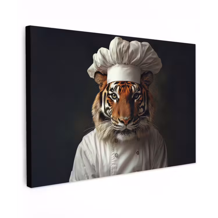 Canvas schilderij - Tijger - Kokskleding - Bruin — 1
