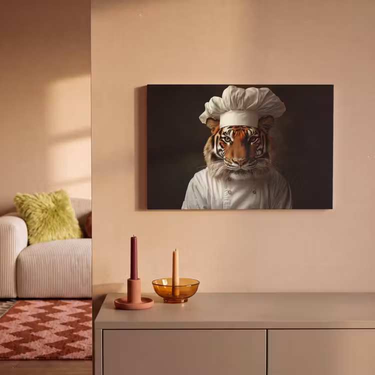 Canvas schilderij - Tijger - Kokskleding - Bruin — 2