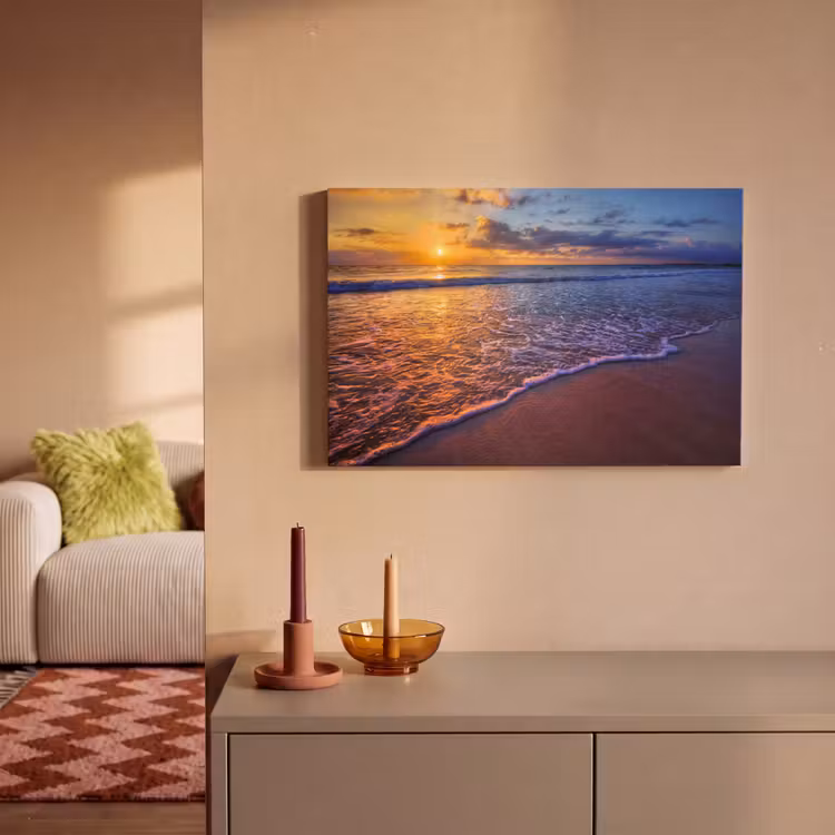 Canvas schilderij - Zee - Strand - Zonsondergang - Wolken - Horizon — 2