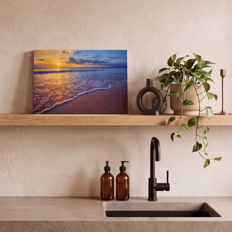 Canvas schilderij - Zee - Strand - Zonsondergang - Wolken - Horizon — 3