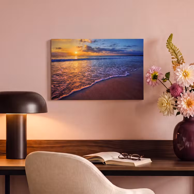 Canvas schilderij - Zee - Strand - Zonsondergang - Wolken - Horizon — 4