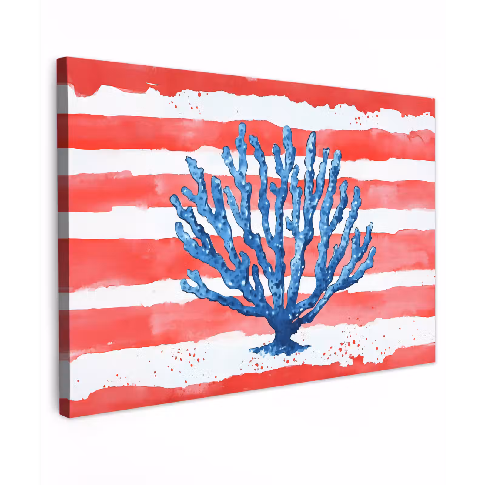 Canvas schilderij - Koraal - Verfstructuur - Rood - Blauw — 1