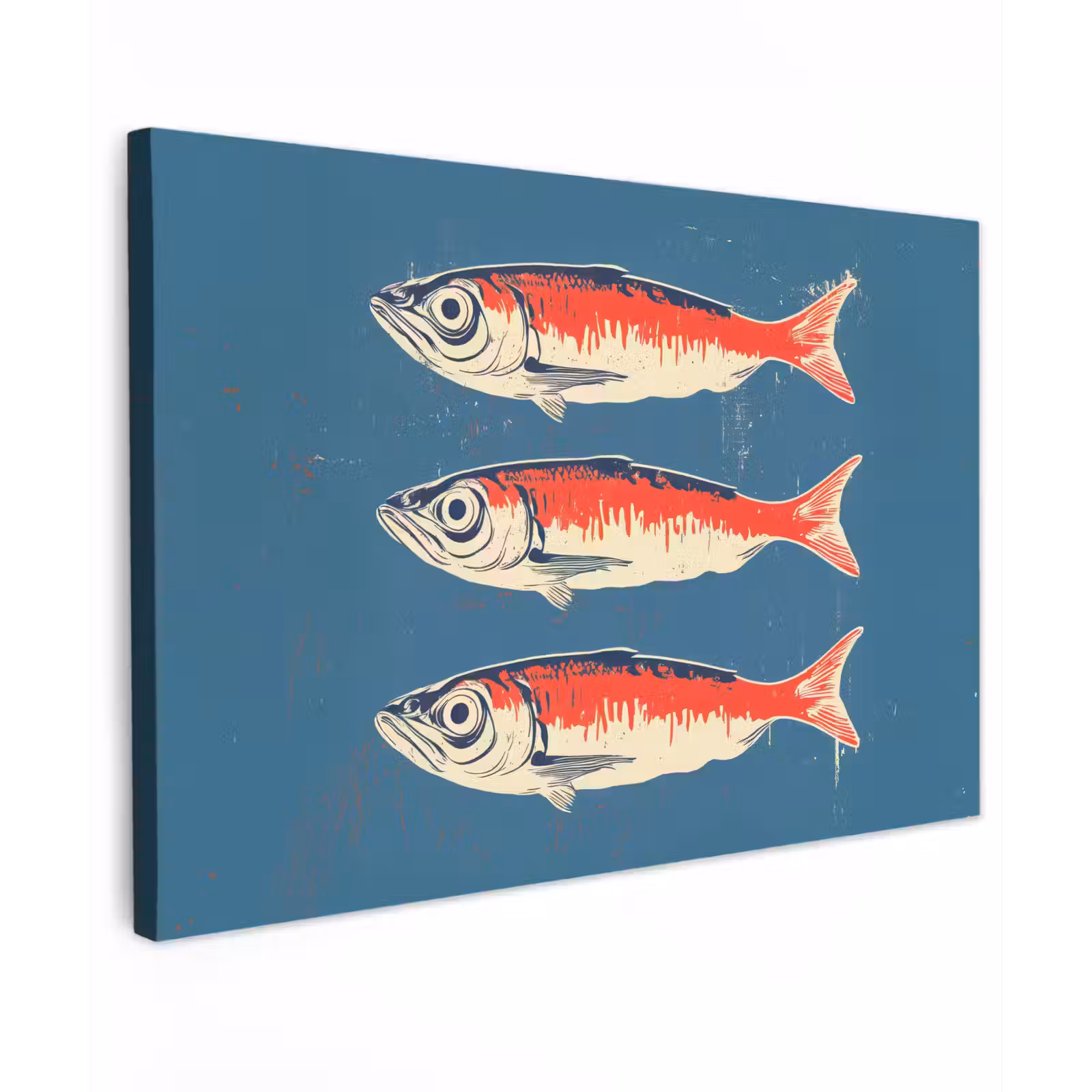 Canvas schilderij - Vissen - Rood - Blauw — 1