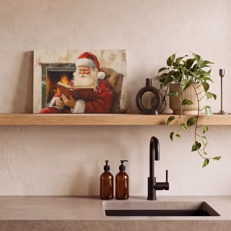 Canvas schilderij - Kerst - Kerstman - Winter - Open Haard — 3