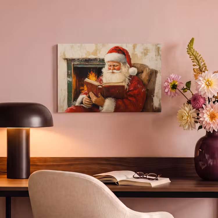 Canvas schilderij - Kerst - Kerstman - Winter - Open Haard — 4