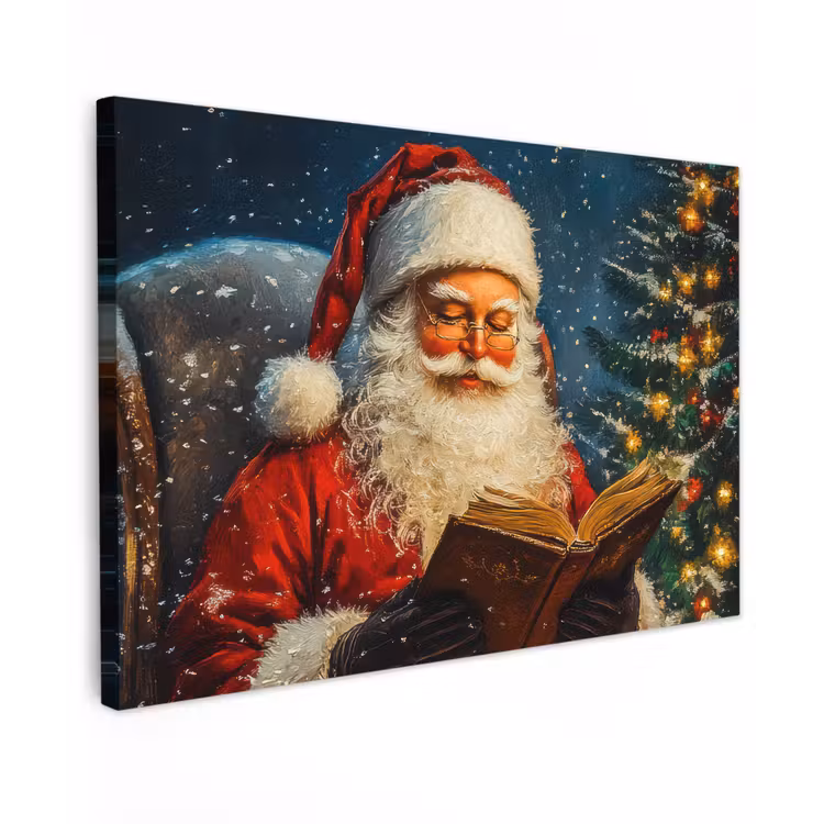 Canvas schilderij - Kerstman - Kerst - Winter - Kerstboom — 1