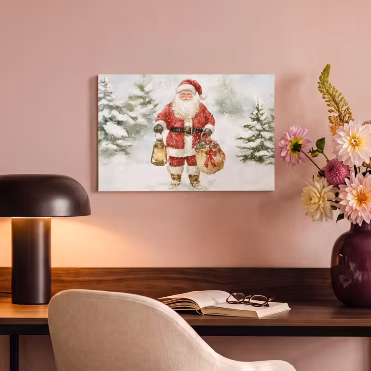 Canvas schilderij - Kerstman- Winter - Sneeuw - Wit - Rood — 4