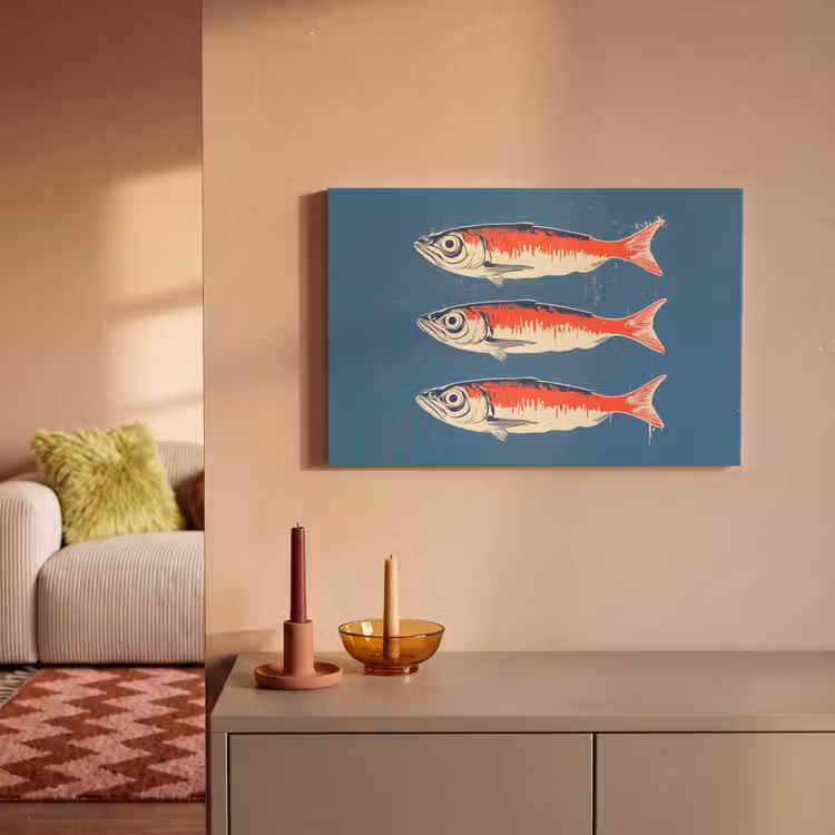 Canvas schilderij - Vissen - Rood - Blauw — 2