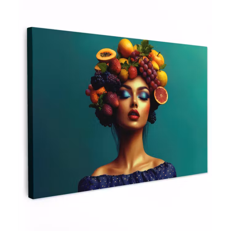 Canvas schilderij - Vrouw - Hoodtooi - Tropisch - Fruit - Druiven — 1
