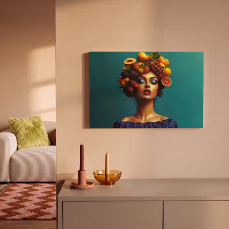 Canvas schilderij - Vrouw - Hoodtooi - Tropisch - Fruit - Druiven — 2
