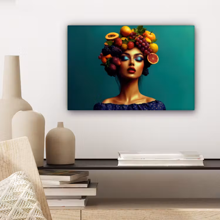 Canvas schilderij - Vrouw - Hoodtooi - Tropisch - Fruit - Druiven — 5