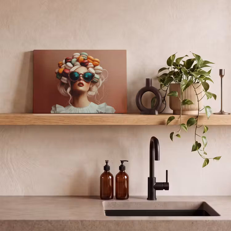 Canvas schilderij - Vrouw - Macarons - Bril — 3