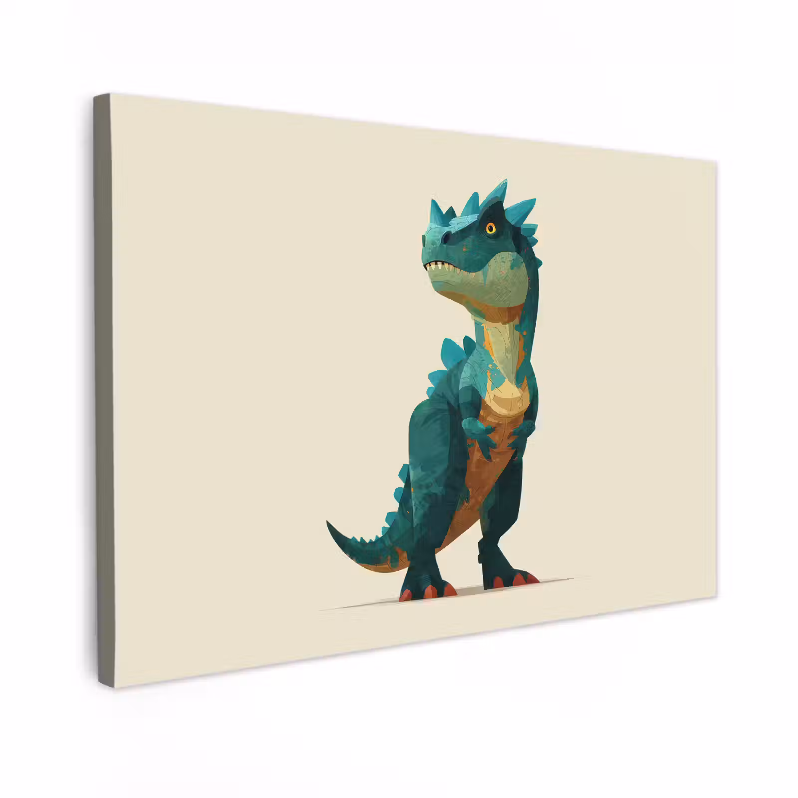 Canvas schilderij - Stekels - Dino - Blauw - Gespierd — 1