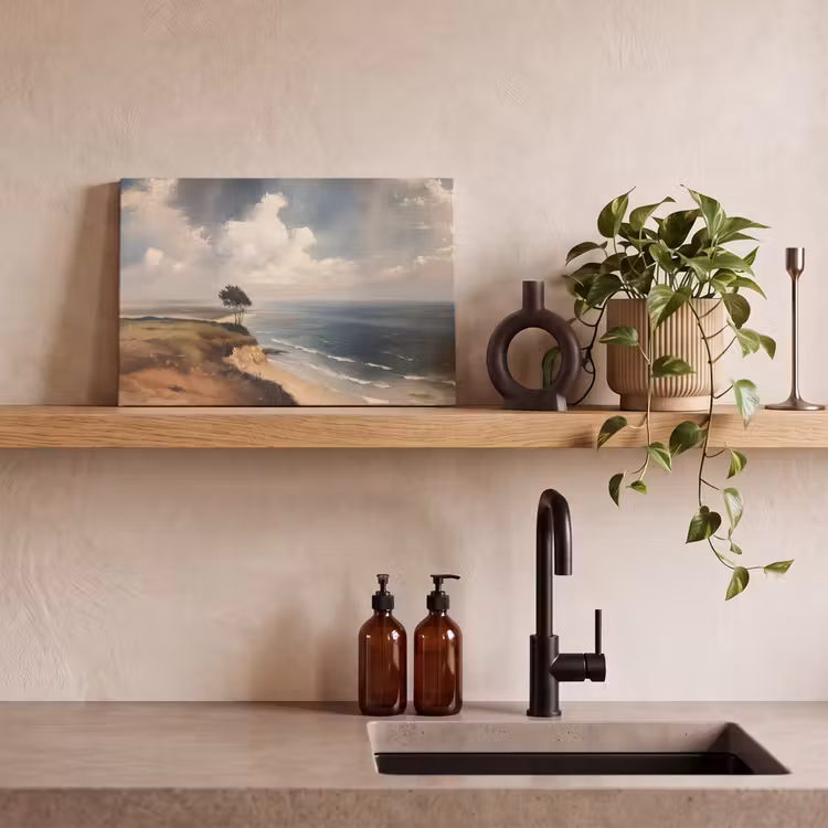 Canvas schilderij - Klif - Zee - Boom — 3