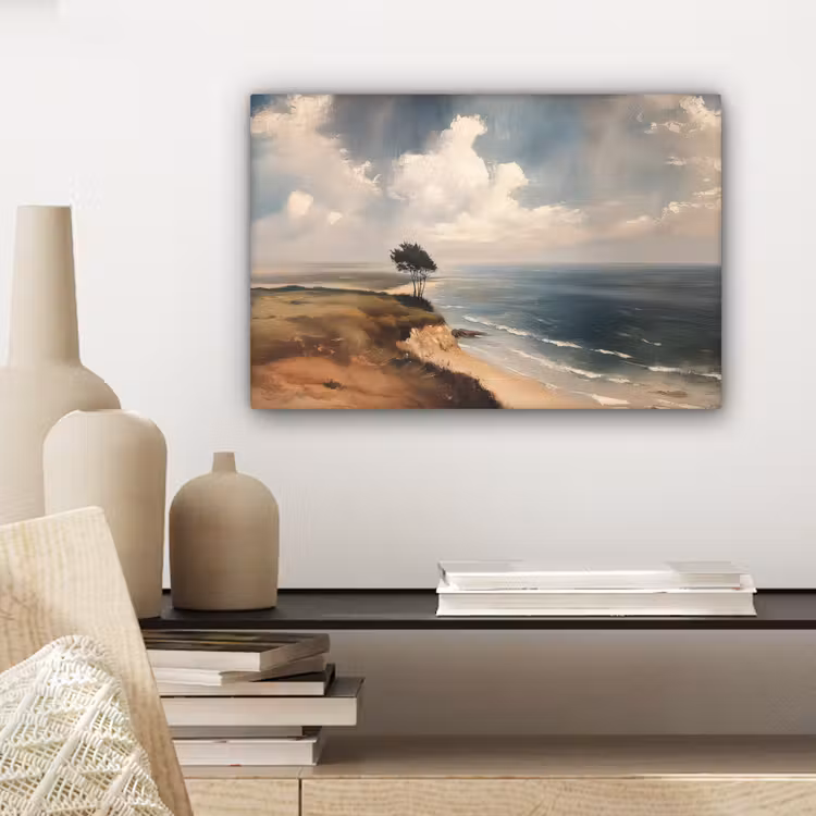 Canvas schilderij - Klif - Zee - Boom — 5