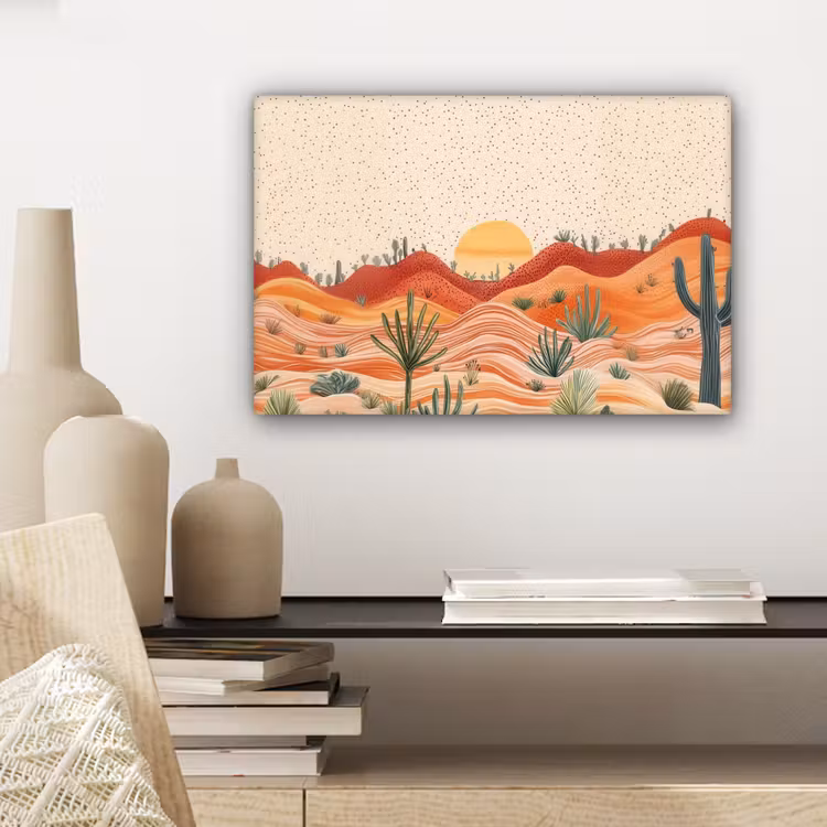 Canvas schilderij - Landschap - Heuvels - Zonsondergang — 5