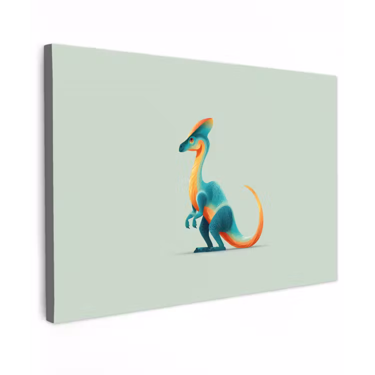 Canvas schilderij - Staart - Dino - Minimalistisch - Blauw — 1