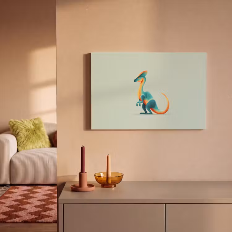 Canvas schilderij - Staart - Dino - Minimalistisch - Blauw — 2