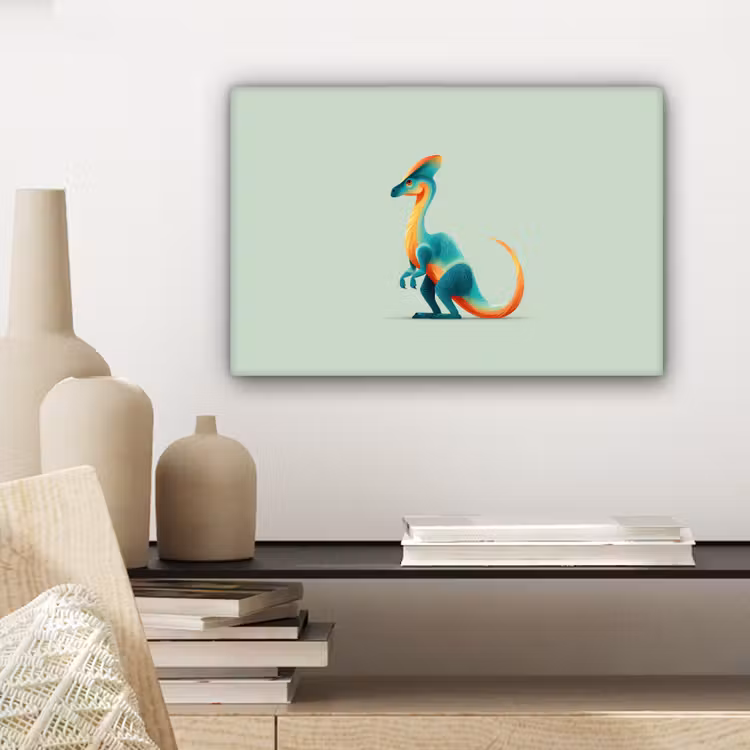 Canvas schilderij - Staart - Dino - Minimalistisch - Blauw — 5