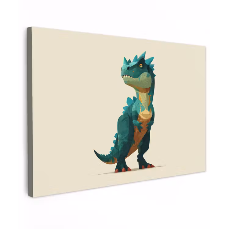 Canvas schilderij - Stekels - Dino - Blauw - Gespierd — 1