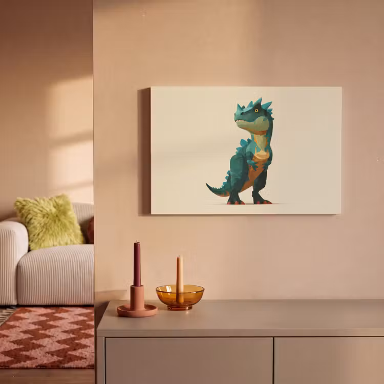 Canvas schilderij - Stekels - Dino - Blauw - Gespierd — 2