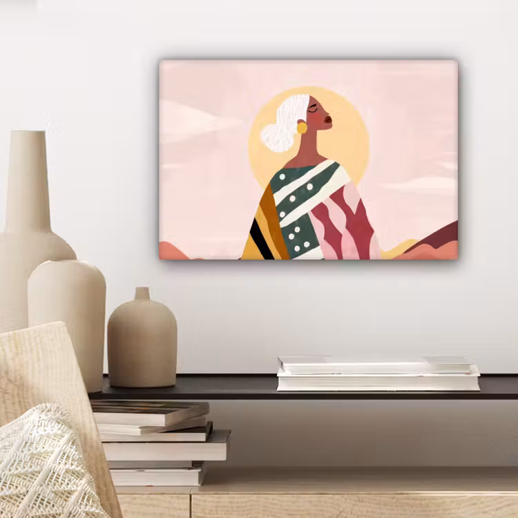 Canvas schilderij - Vrouw - Zon - Kleurrijk — 5