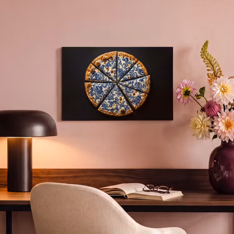 Canvas schilderij - Pizza - Eten - Delftsblauw — 4